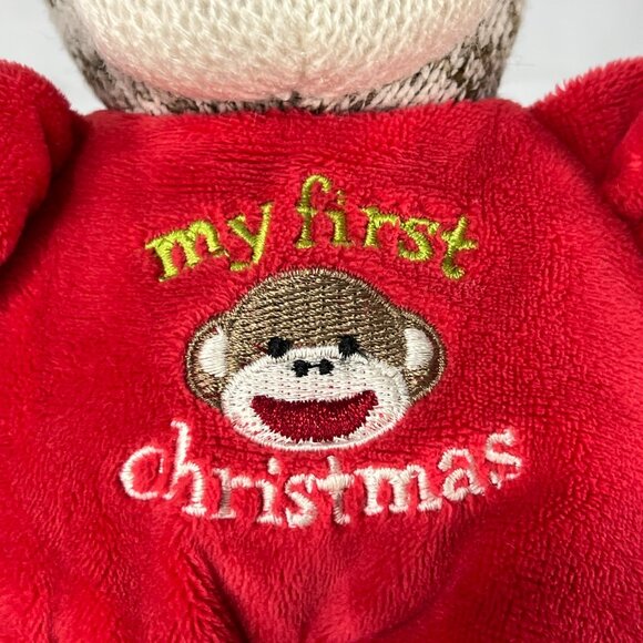 “My First Christmas” Sock Monkey Rattle Toy - Picture 5 of 7